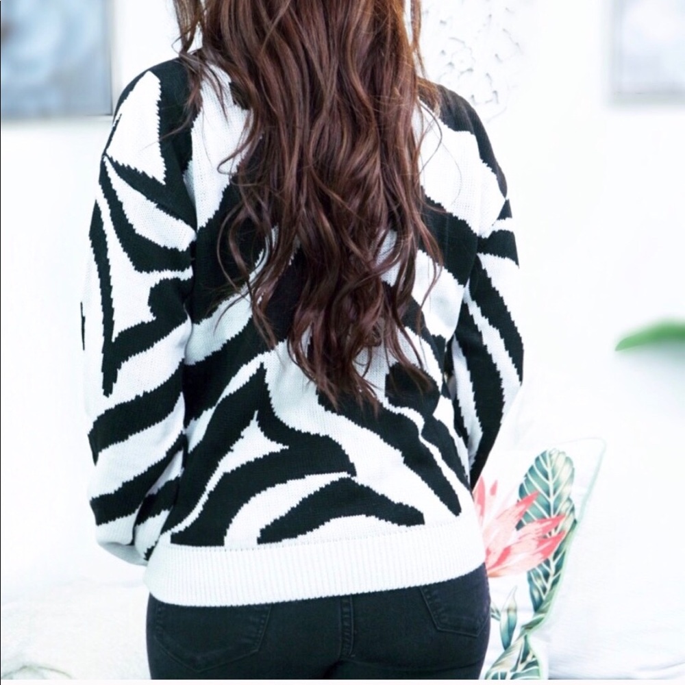 New! Final Price Zebra knitted sweater Black White - Picture 7 of 7